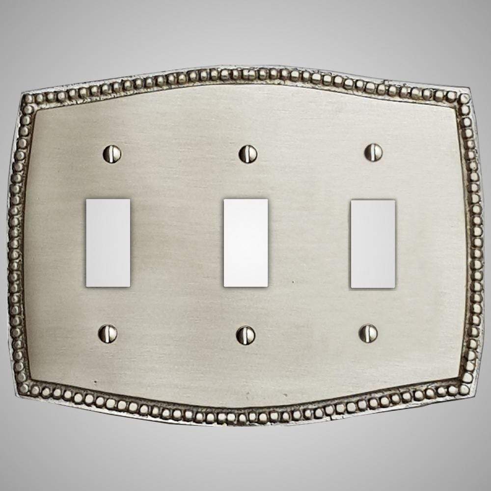 3 Gang Toggle Wall Switch Plate - Beaded Design