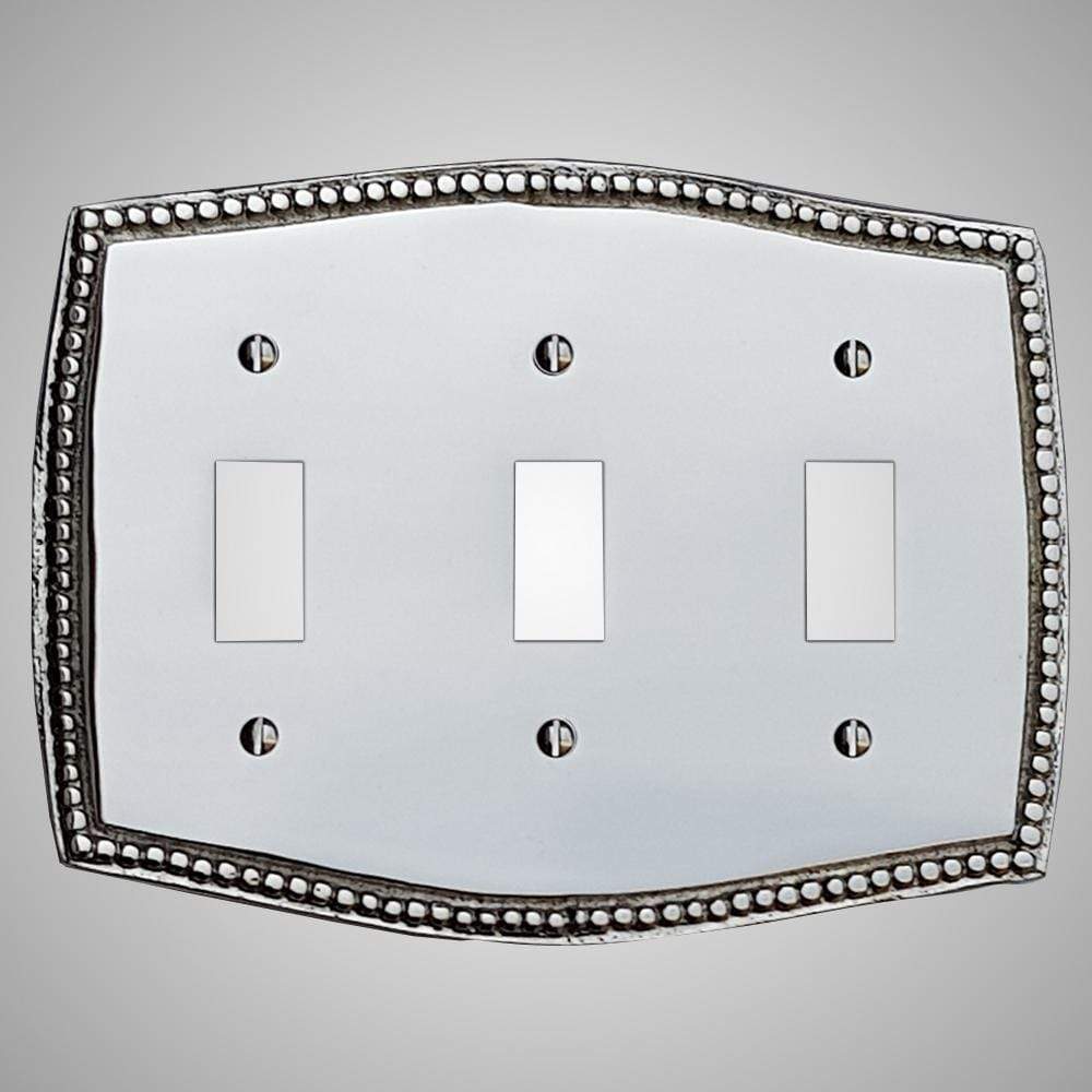3 Gang Toggle Wall Switch Plate - Beaded Design