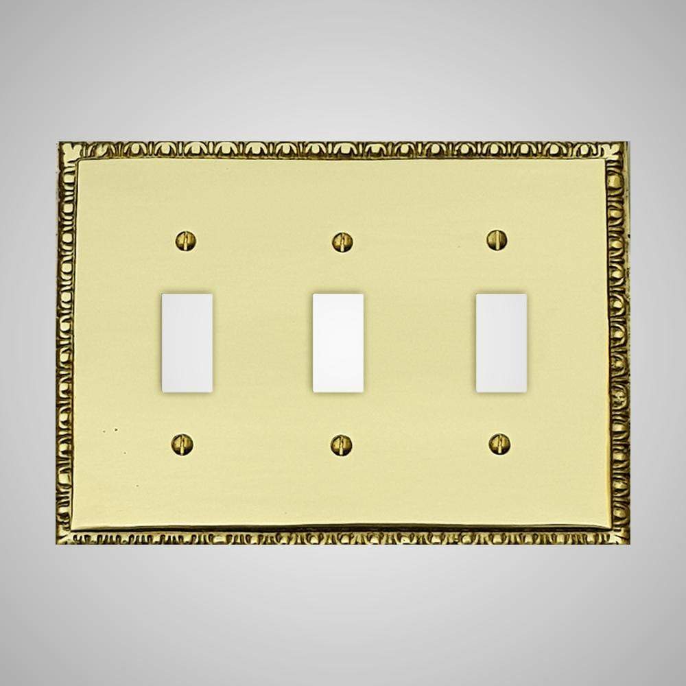 3 Gang Toggle Wall Switch Plate - Egg & Dart Design