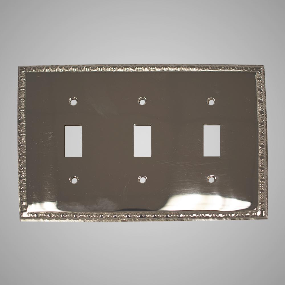 3 Gang Toggle Wall Switch Plate - Egg & Dart Design