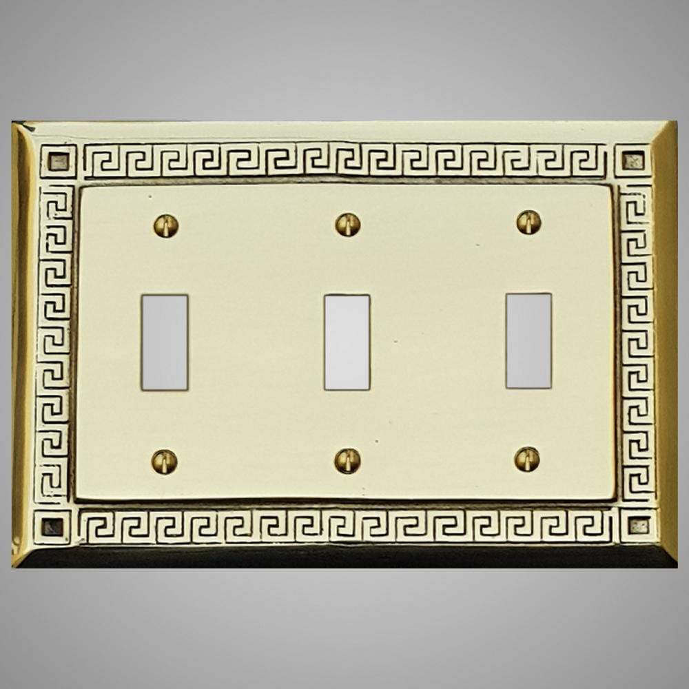 3 Gang Toggle Wall Switch Plate - Greek Design