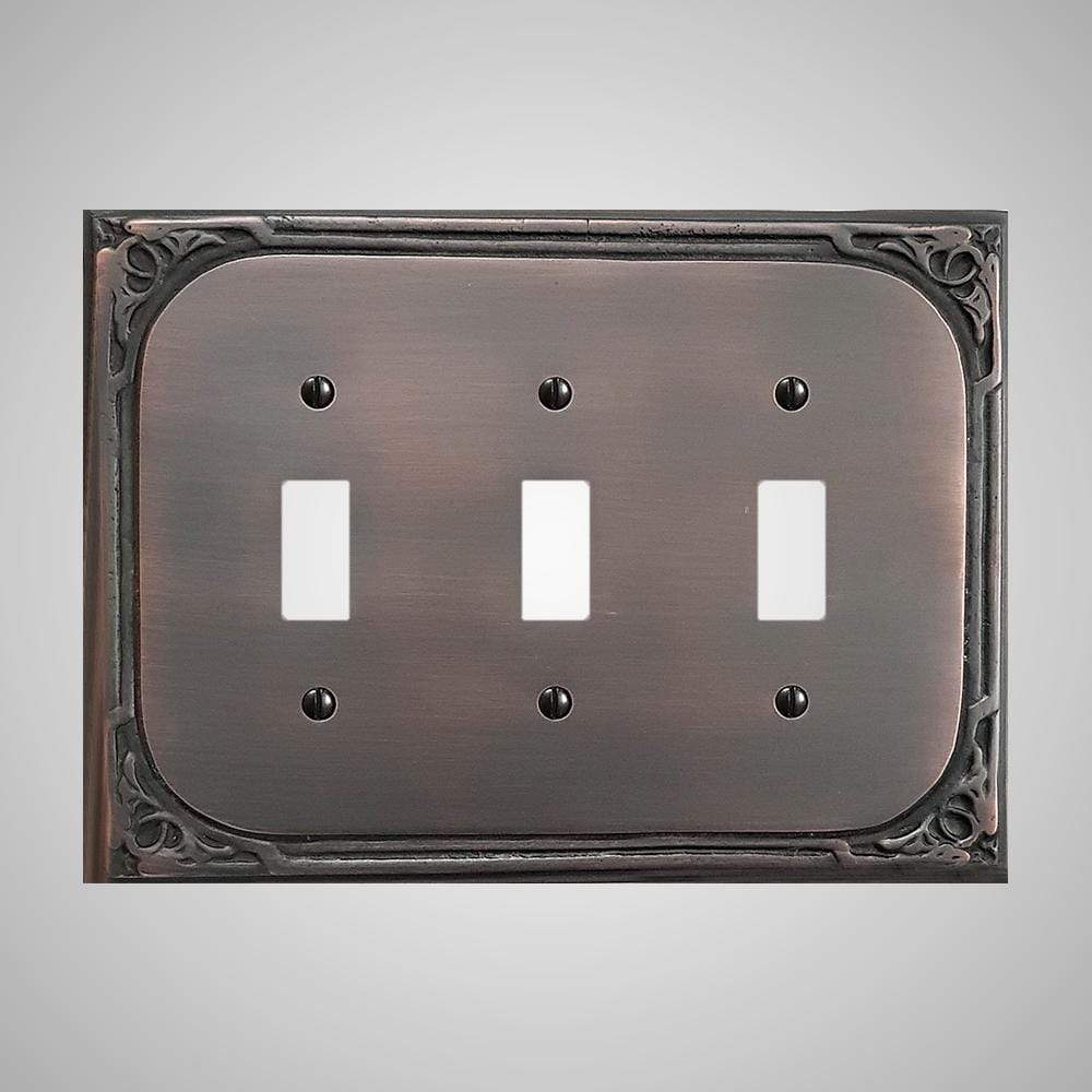 3 Gang Toggle Wall Switch Plate - Victorian Design