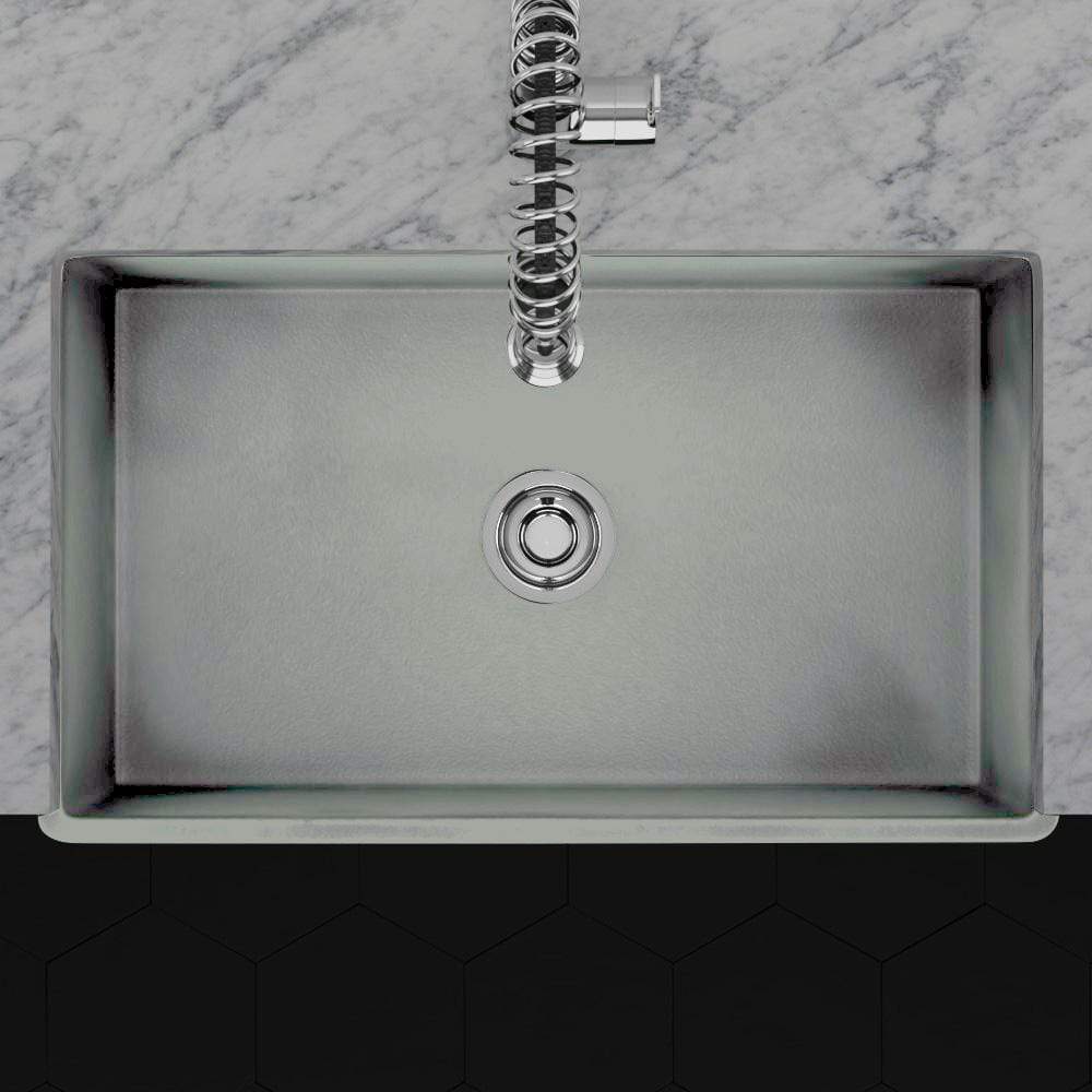 30" Veli Handcrafted Fireclay Single-Bowl Fluted Apron Farmhouse B-Grade Sink - Concrete