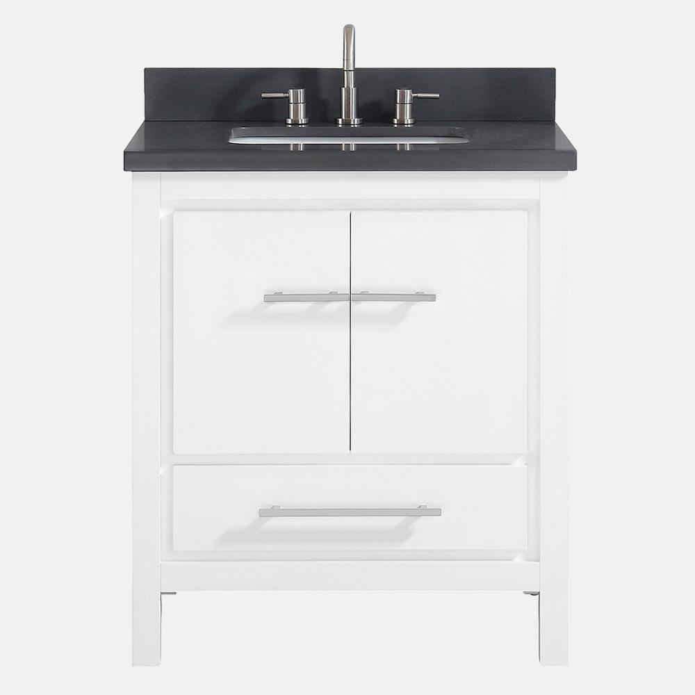 31" Chelan Vanity with Gray Quartz Top and Rectangular Undermount Sink - White