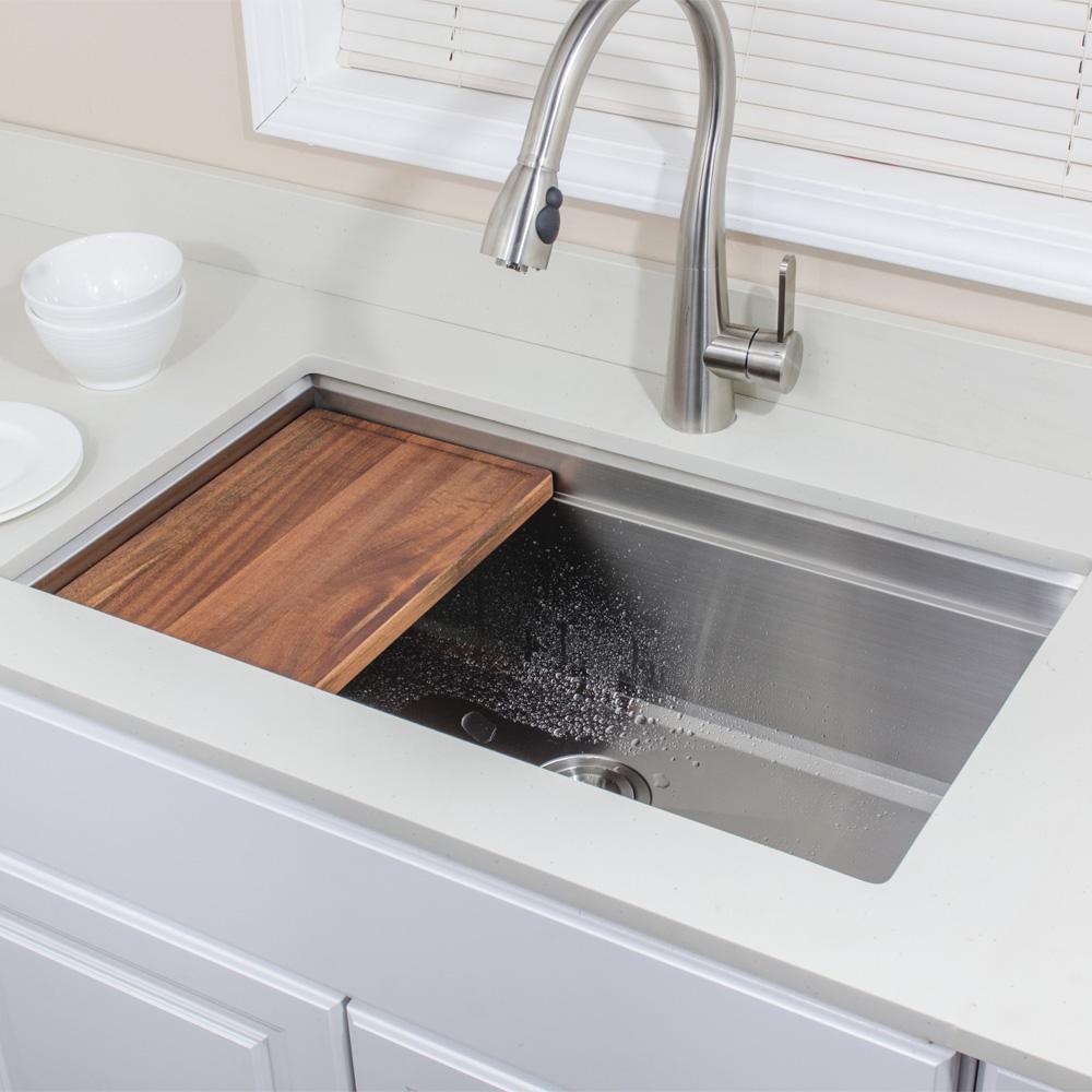 32" Becket Stainless Steel Single-Bowl Workstation Undermount Sink