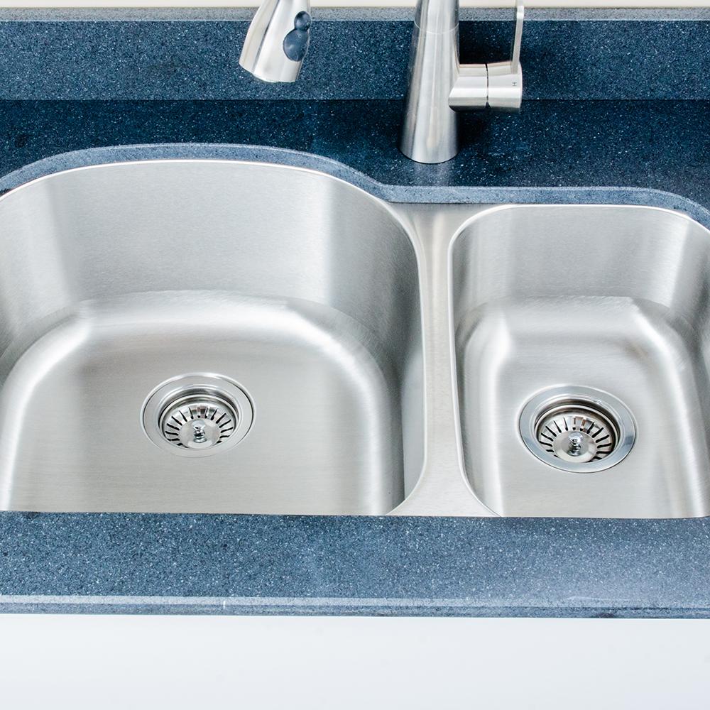 32" Eustis Stainless Steel 70/30 Offset Double-Bowl Undermount Sink