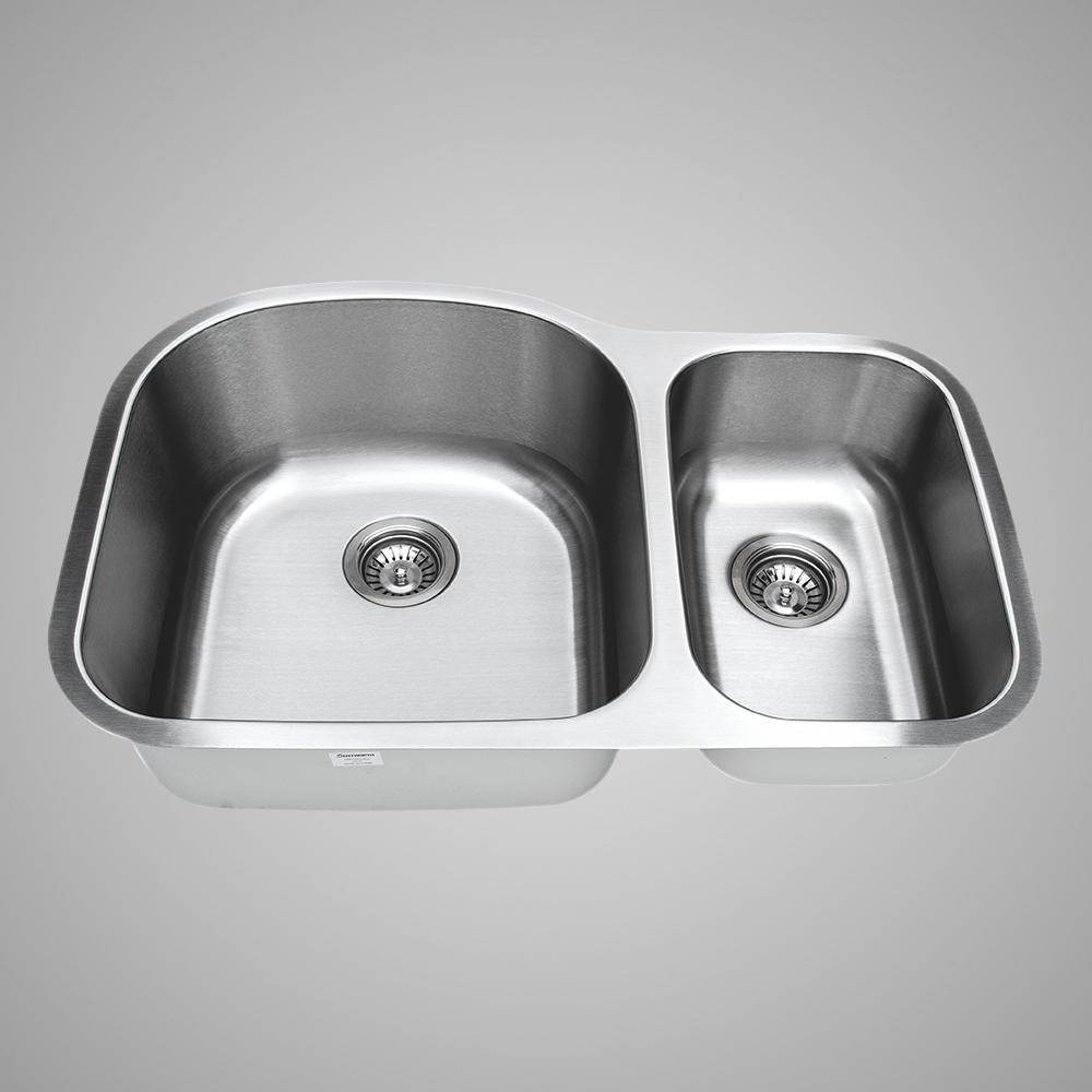 32" Eustis Stainless Steel 70/30 Offset Double-Bowl Undermount Sink