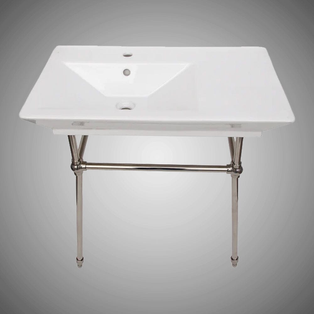 32" Lydia Fireclay Console Bathroom Sink with Brass Stand