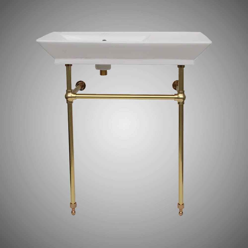 32" Lydia Fireclay Console Bathroom Sink with Brass Stand