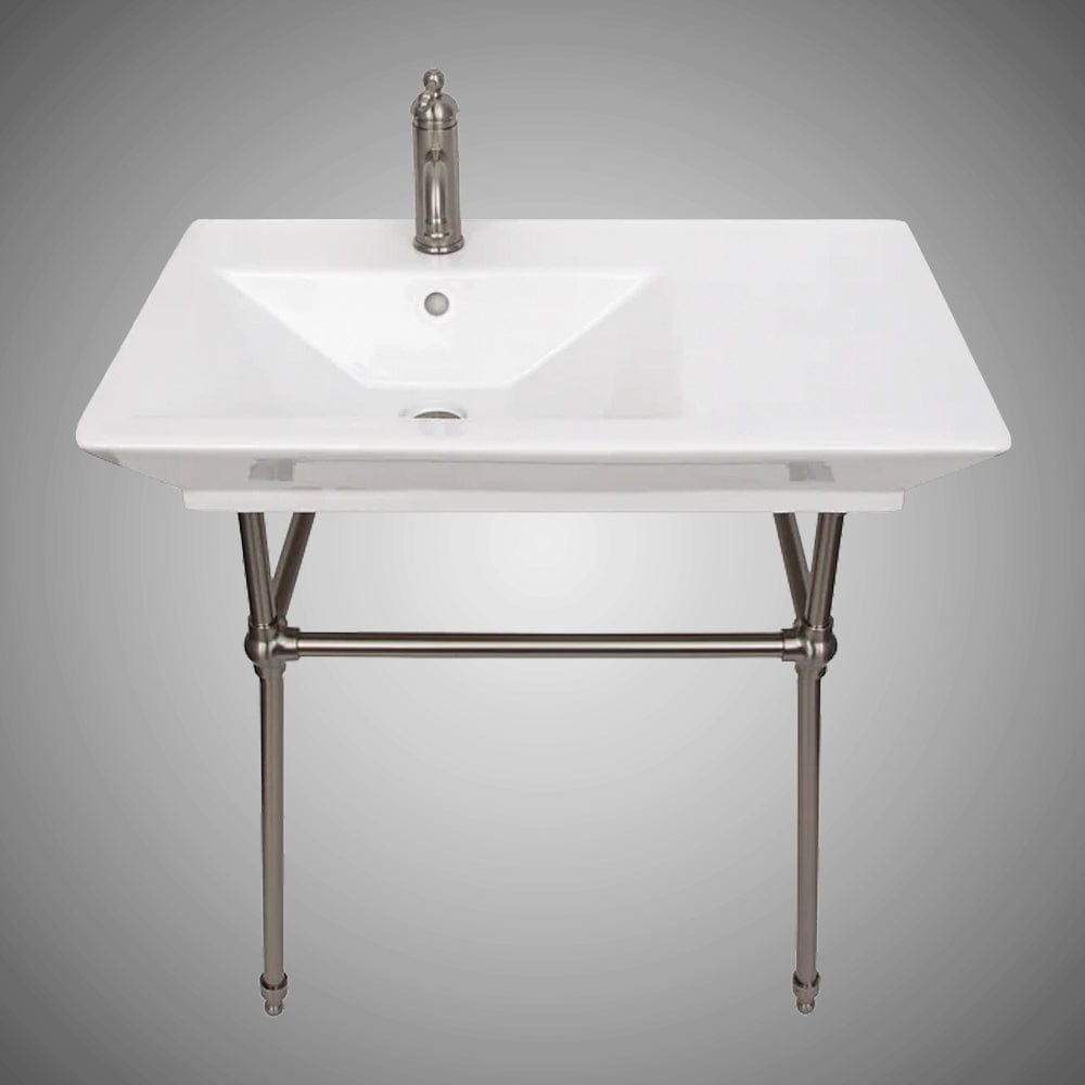 32" Lydia Fireclay Console Bathroom Sink with Brass Stand
