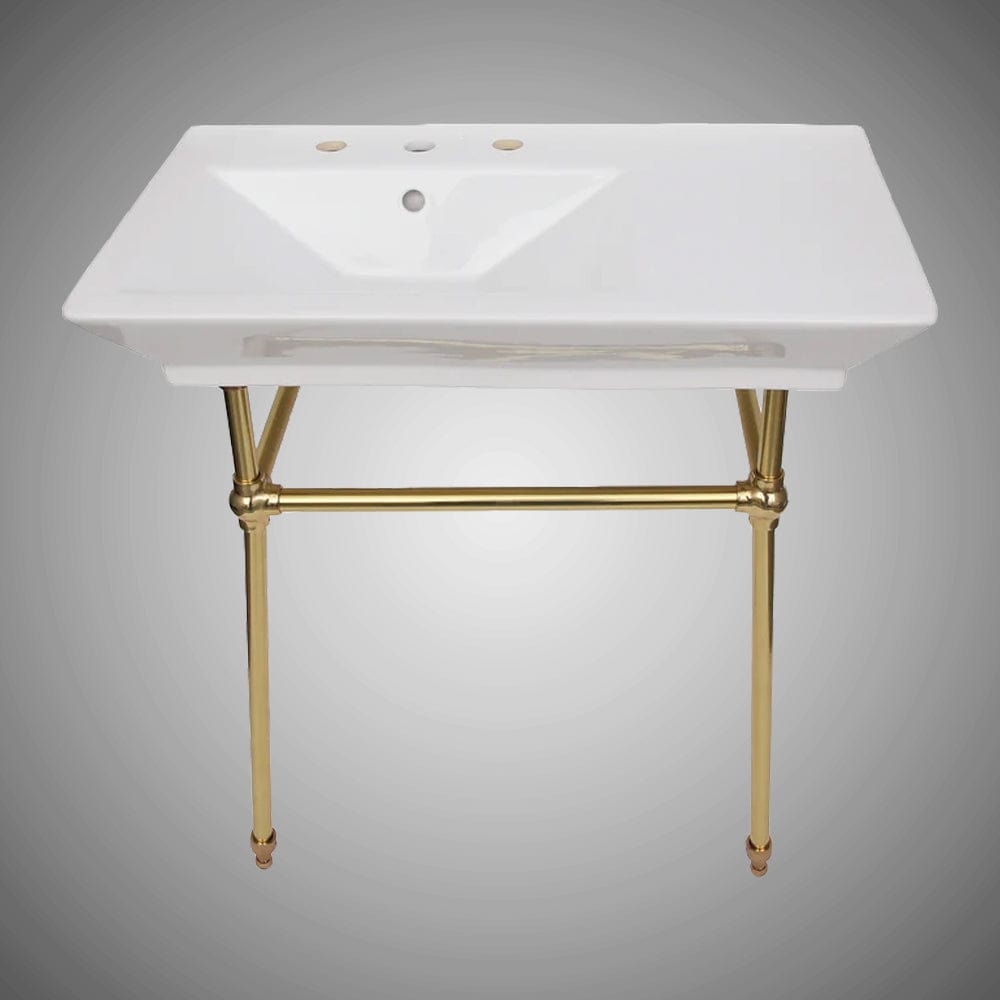 32" Lydia Fireclay Console Bathroom Sink with Brass Stand
