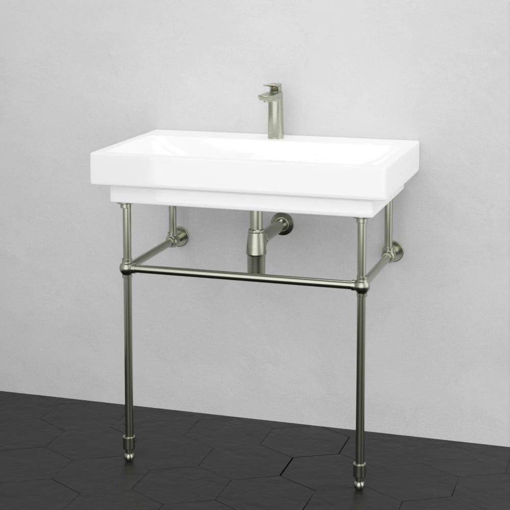 32" Zapa Fireclay Console Bathroom Sink with Steel Stand