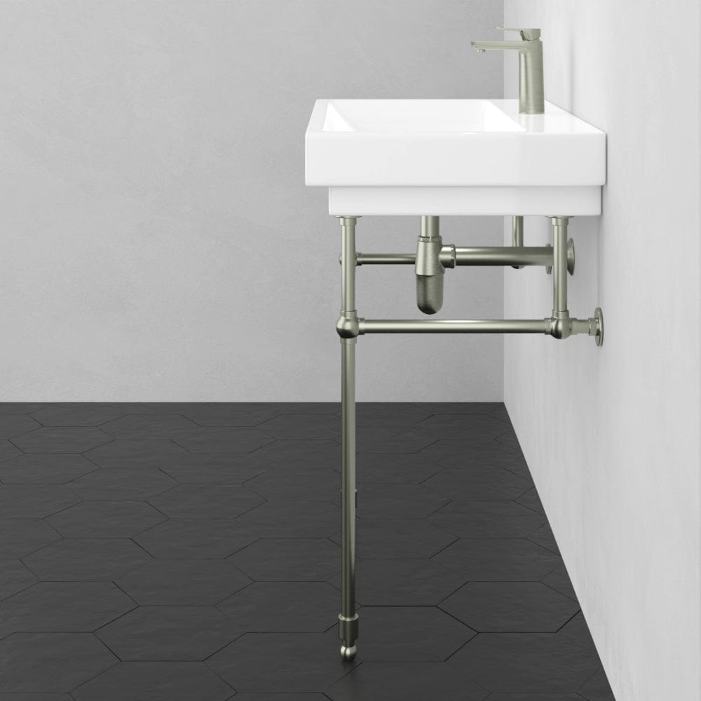 32" Zapa Fireclay Console Bathroom Sink with Steel Stand
