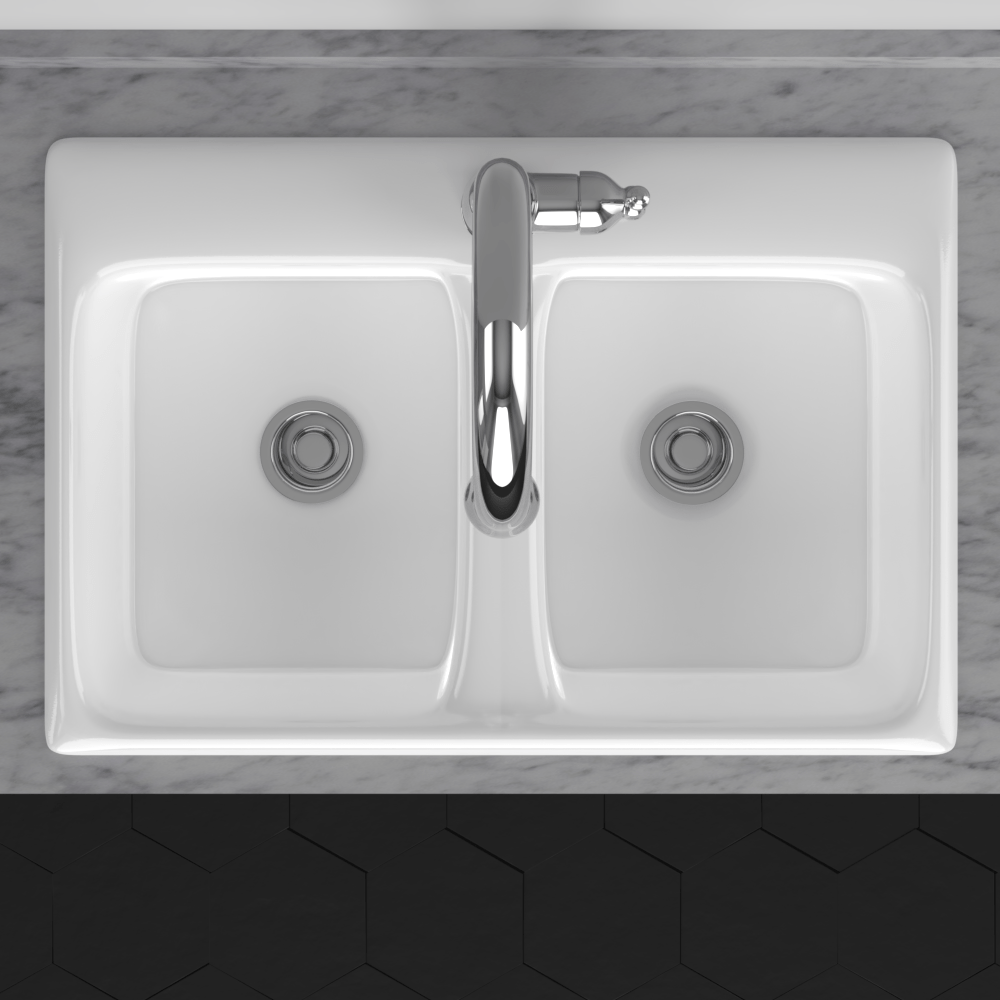 33" Della Cast Iron Double-Bowl Drop-In Kitchen Sink