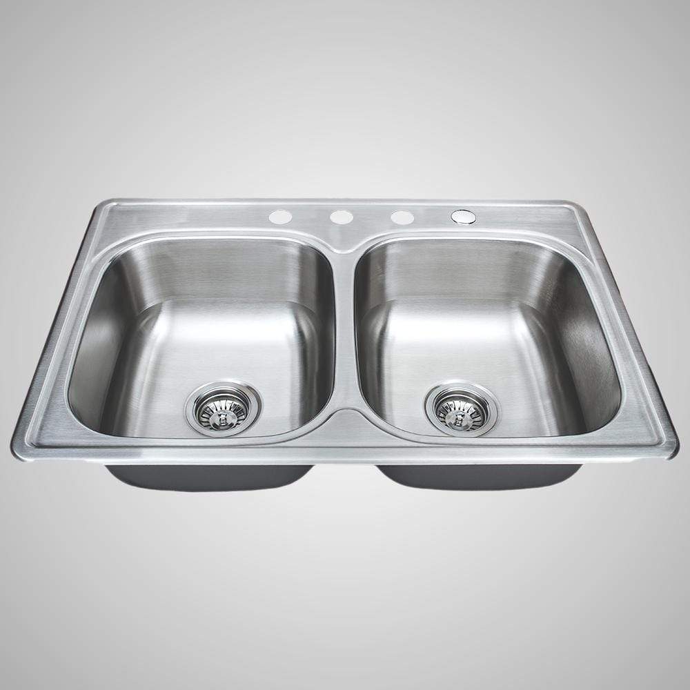 33" Farpesta Stainless Steel Double-Bowl Drop-In Sink