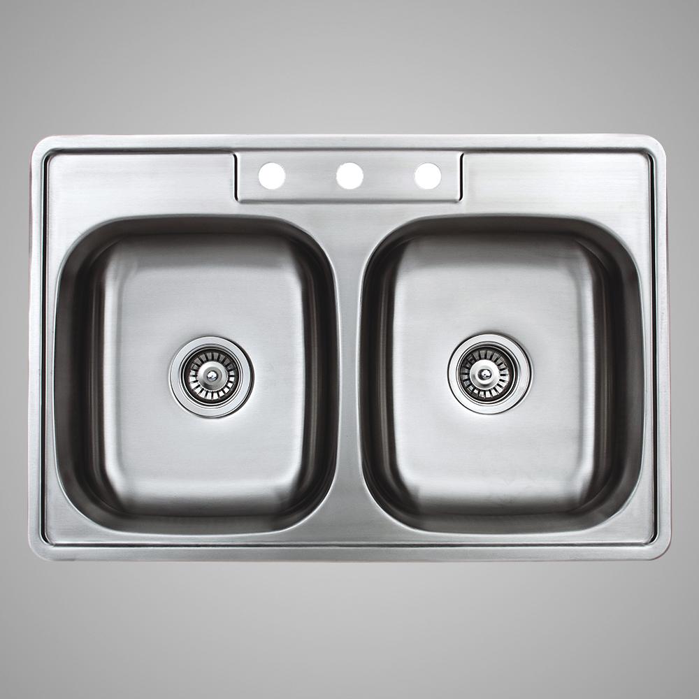 33" Massena Stainless Steel Double-Bowl Drop-In Sink