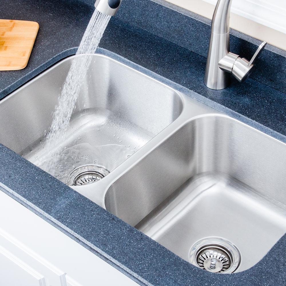 33" Milo Stainless Steel Double-Bowl Undermount Sink