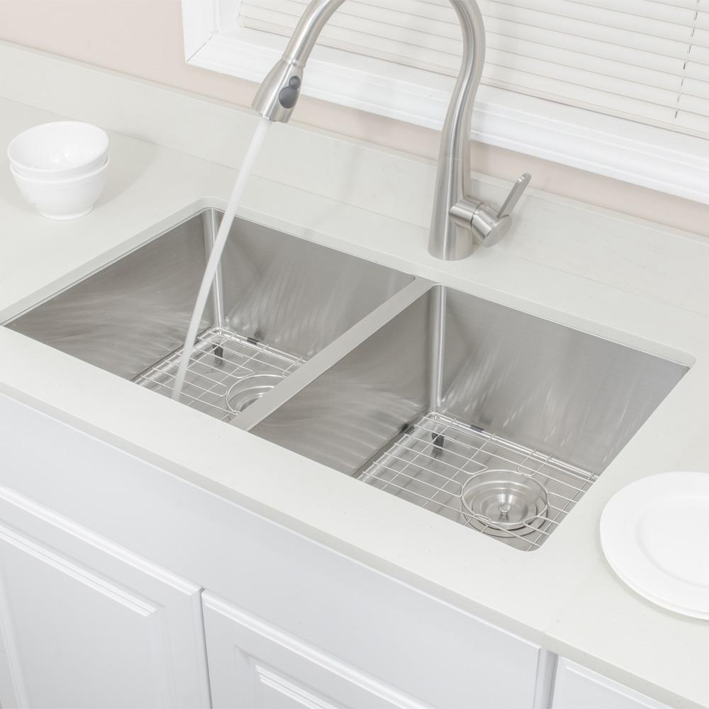 33" Rowe Stainless Steel Double-Bowl Undermount Sink