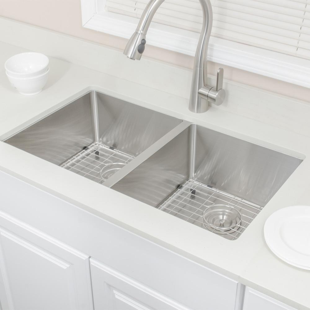 33" Rowe Stainless Steel Double-Bowl Undermount Sink