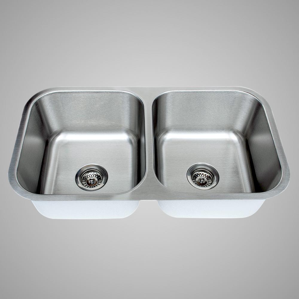 33" Sebec Stainless Steel Double-Bowl Undermount Sink