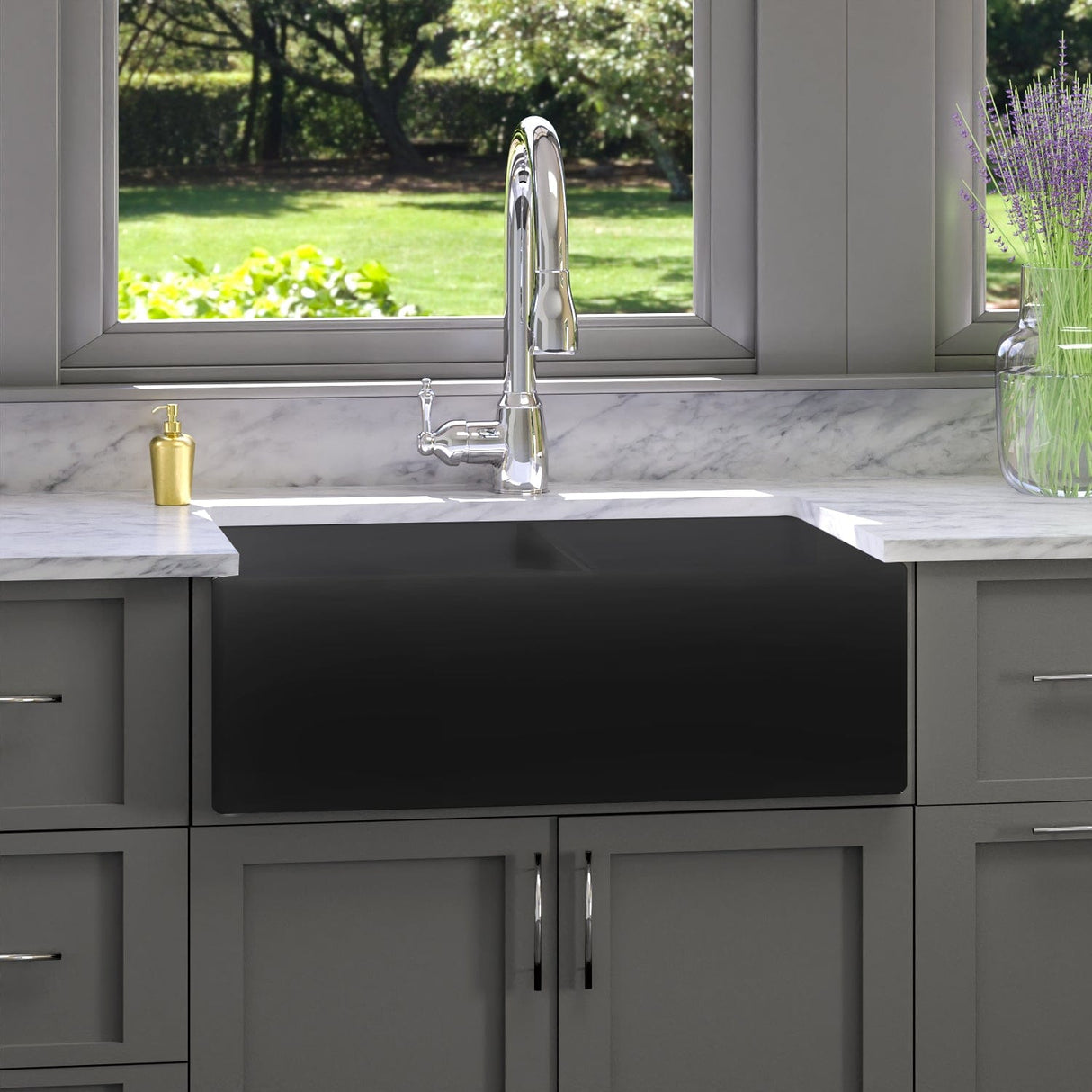 33" Umber Handcrafted Fireclay Double-Bowl Smooth Apron Farmhouse B-Grade Sink - Black