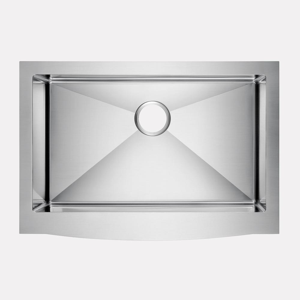 33" Vaiden Stainless Steel Single-Bowl Farmhouse Sink - Rippled Apron