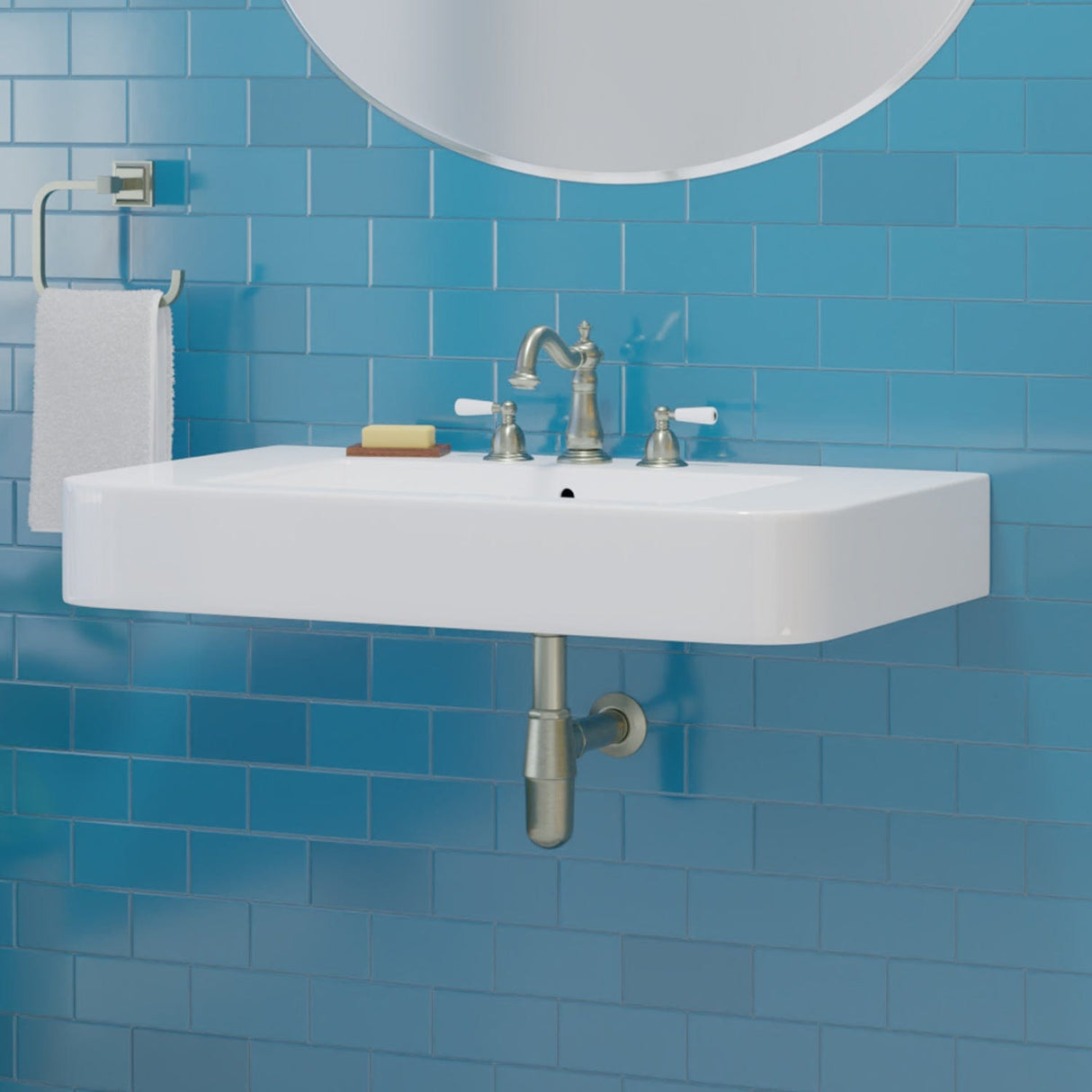 34" Vancher Fireclay Wall-Mount Bathroom Sink