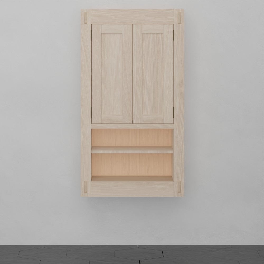 36" Mission Unfinished Red Oak Wall-Mount Linen Cabinet