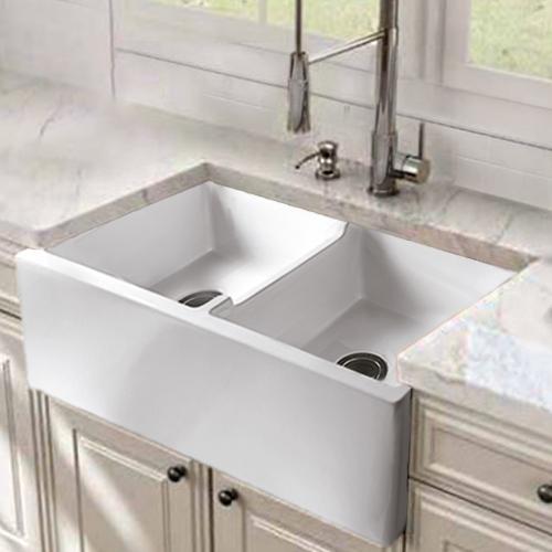 39" Vasto Fireclay Double-Bowl Farmhouse Sink