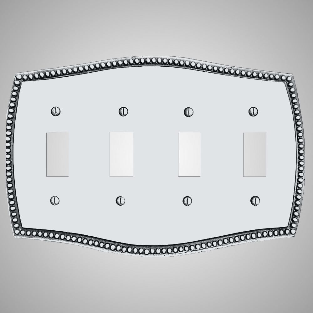 4 Gang Toggle Wall Switch Plate - Beaded Design