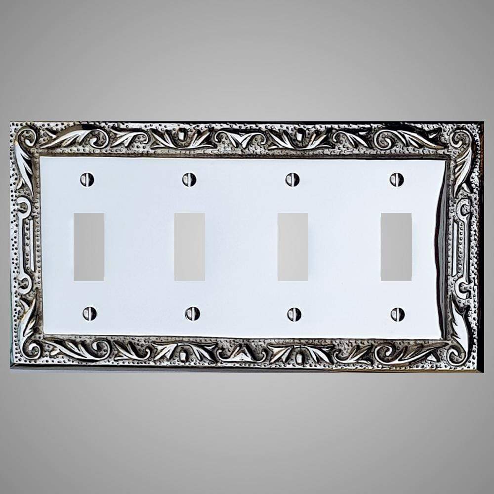 4 Gang Toggle Wall Switch Plate - Floral Design