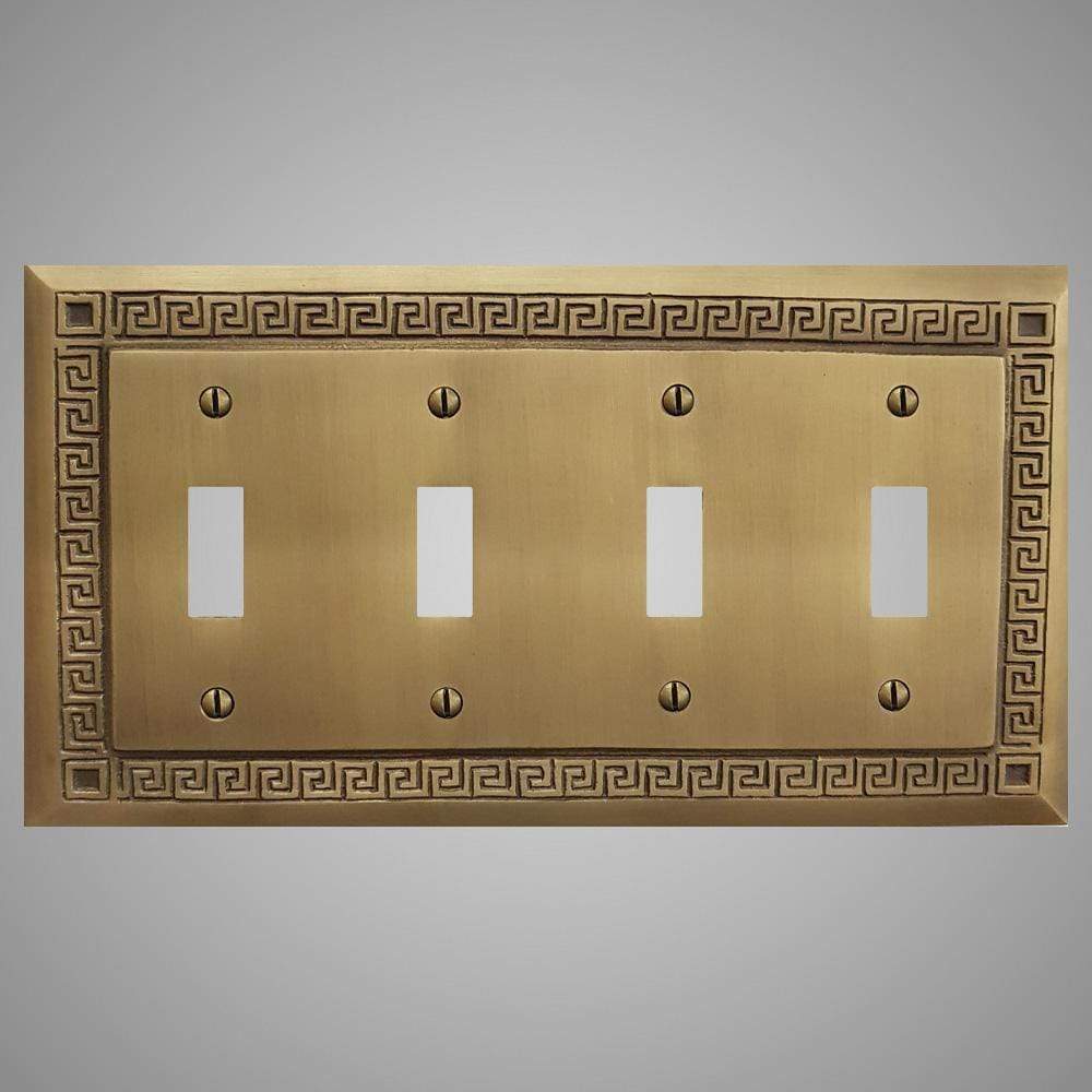 4 Gang Toggle Wall Switch Plate - Greek Design