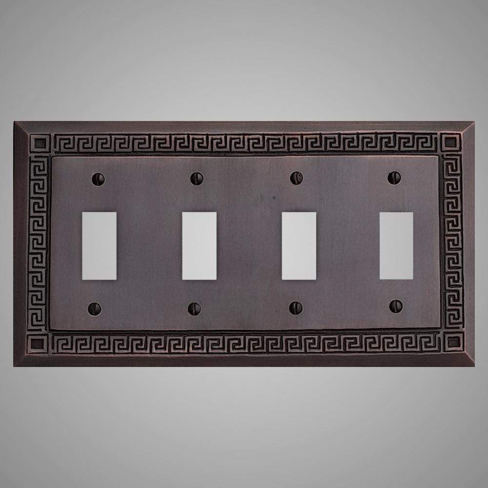 4 Gang Toggle Wall Switch Plate - Greek Design