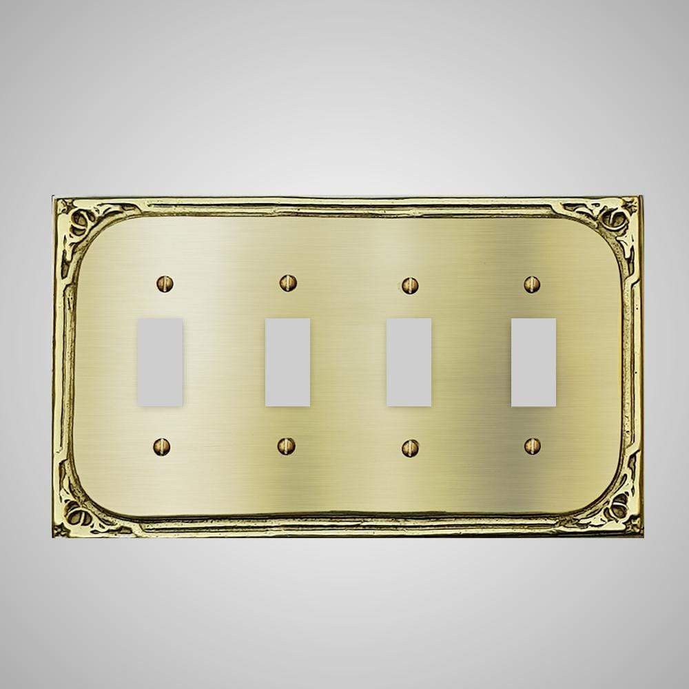 4 Gang Toggle Wall Switch Plate - Victorian Design