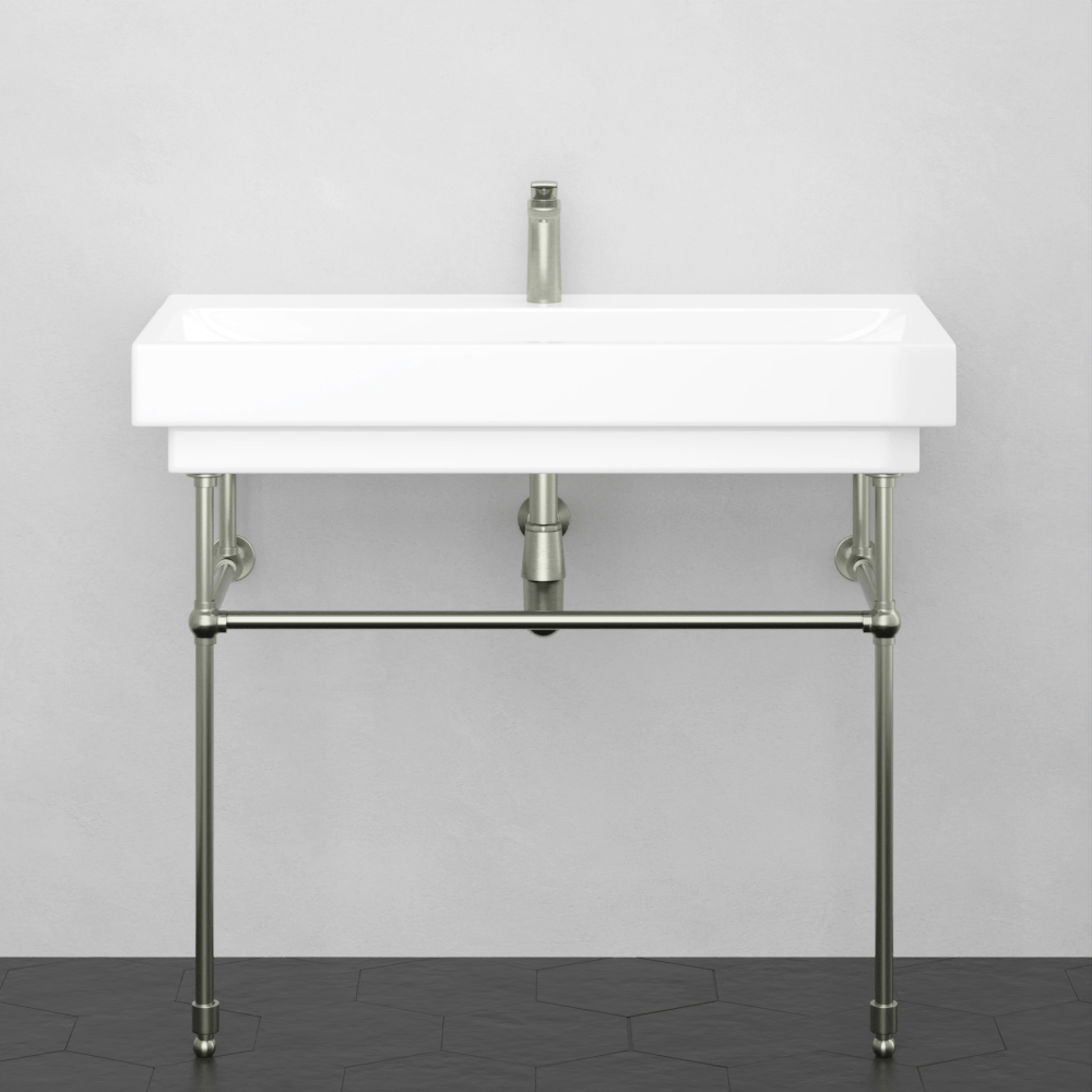 40" Vapster Fireclay Console Bathroom Sink with Steel Stand