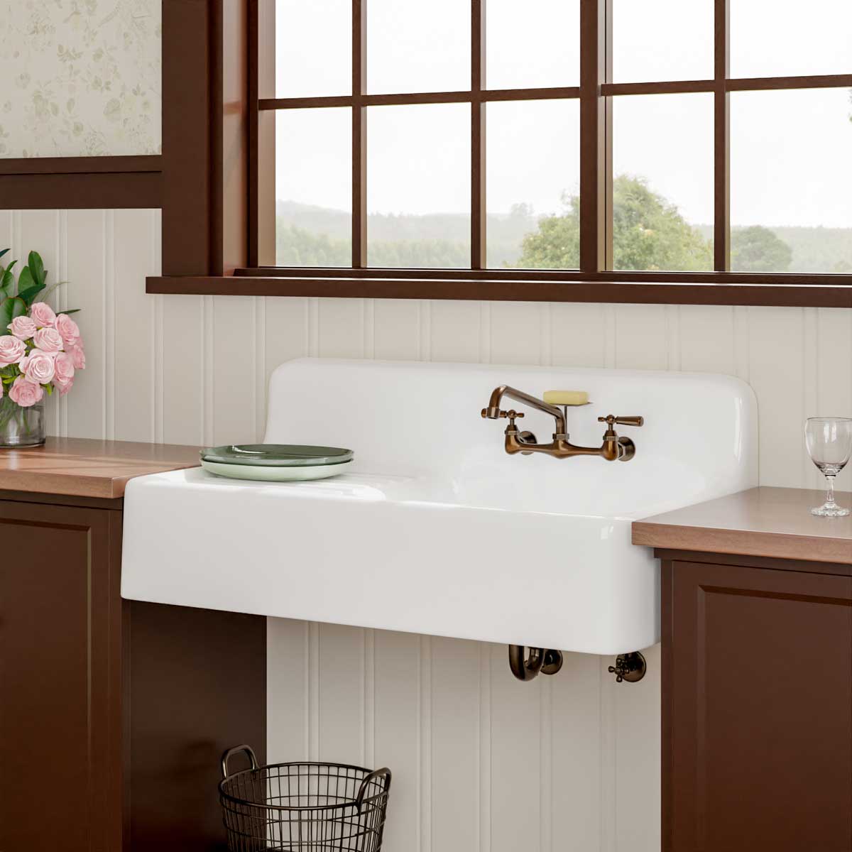 42" Sudbury Cast Iron Wall-Hung Kitchen Sink with Left Side Drainboard