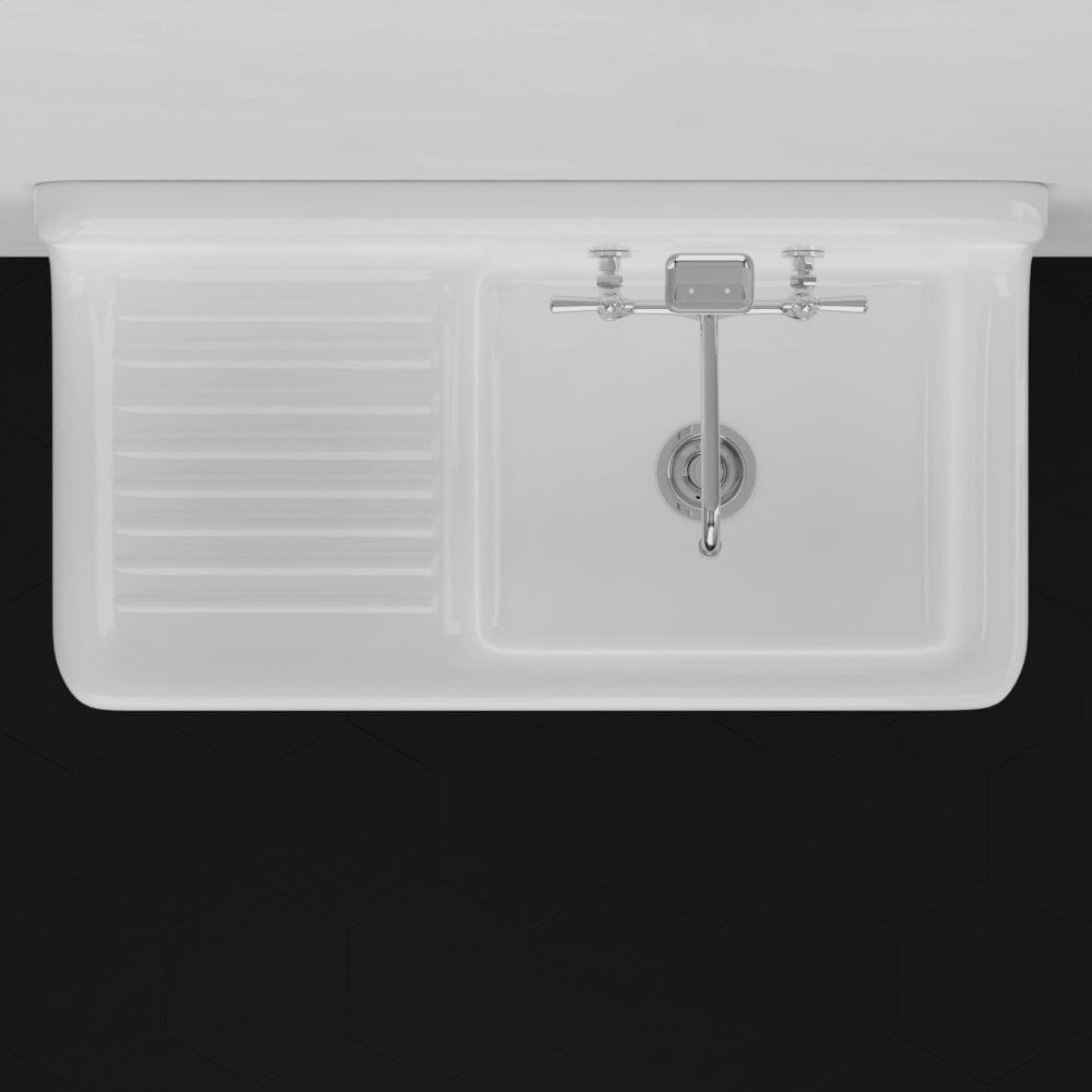 42" Sudbury Cast Iron Wall-Hung Kitchen Sink with Left Side Drainboard