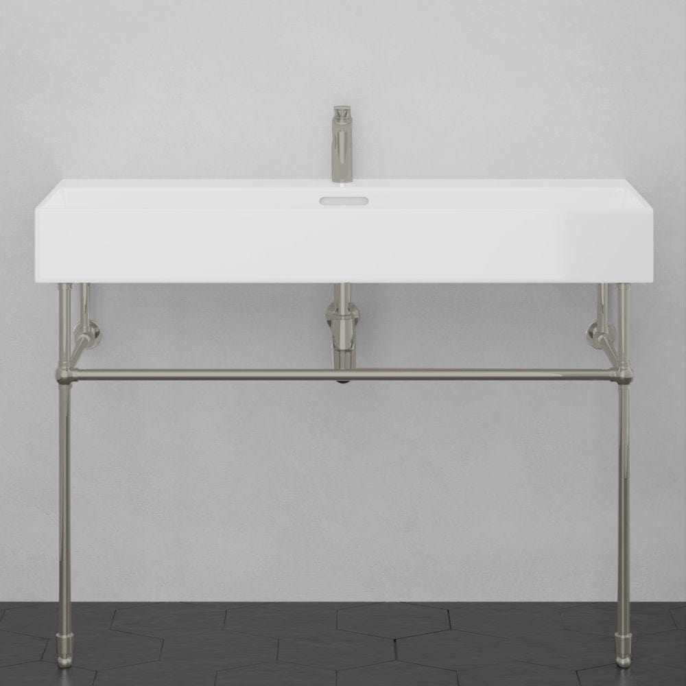 48" Victen Fireclay Console Bathroom Sink with Steel Stand