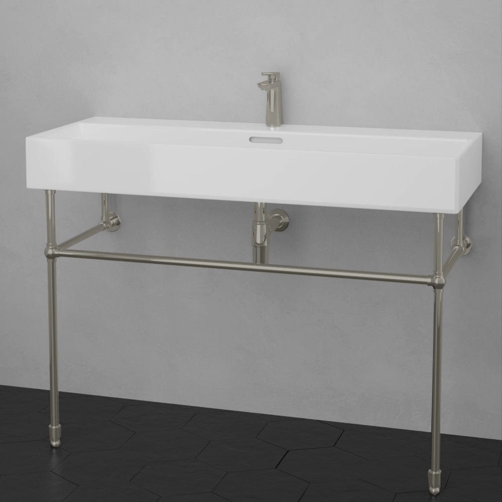 48" Victen Fireclay Console Bathroom Sink with Steel Stand