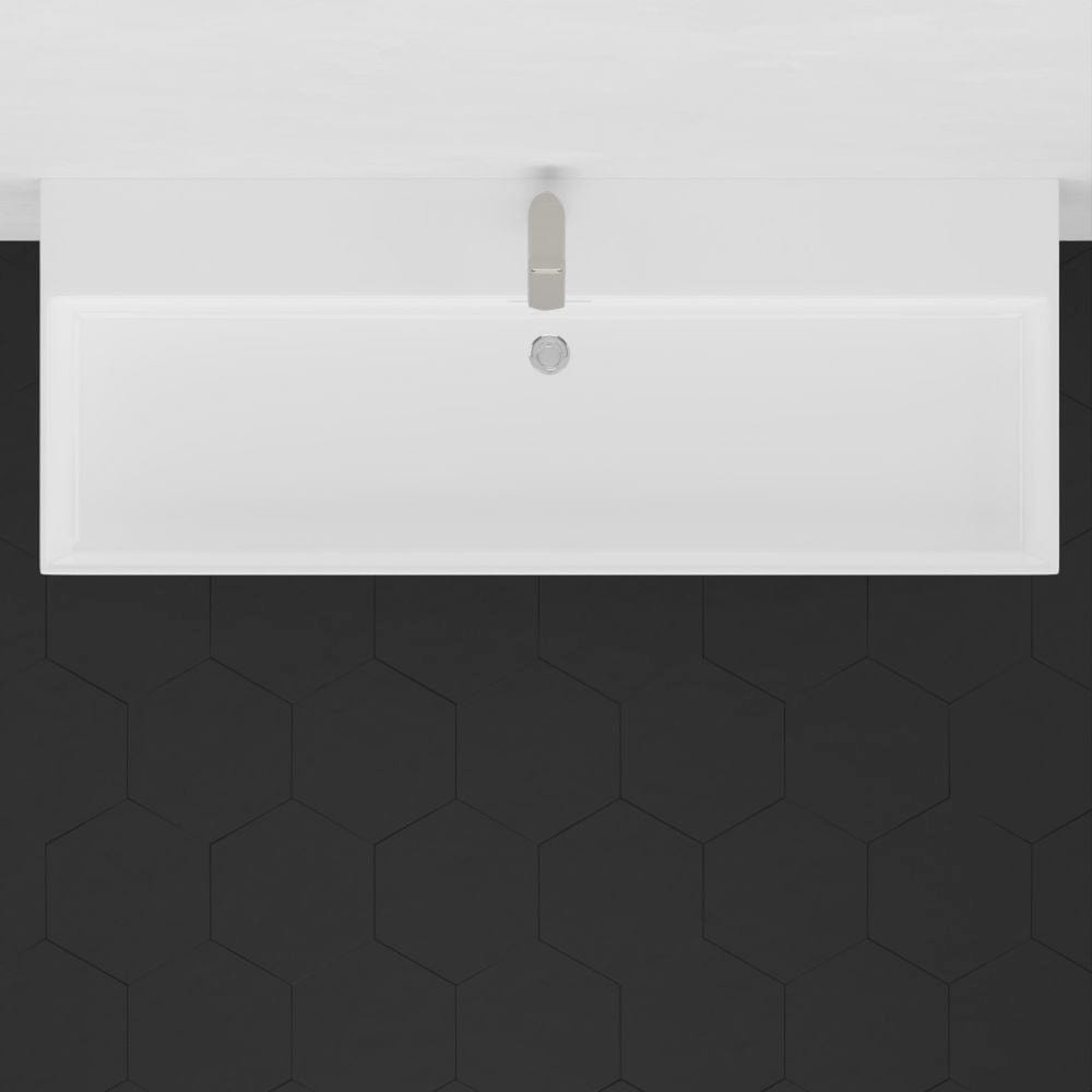 48" Victen Fireclay Console Bathroom Sink with Steel Stand