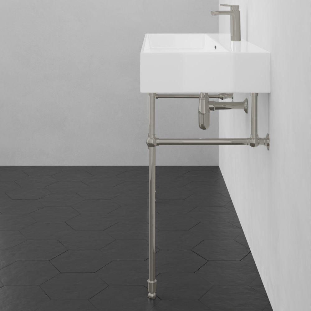 48" Victen Fireclay Console Bathroom Sink with Steel Stand