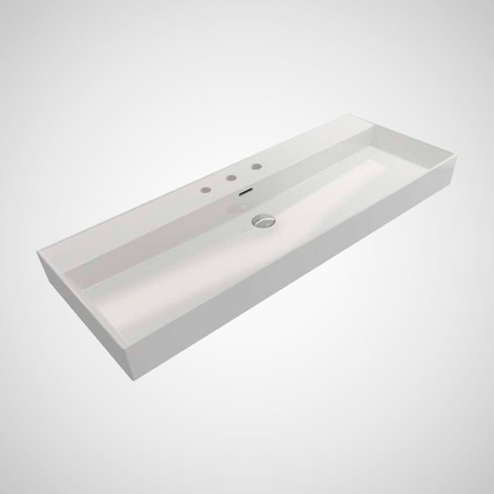 48" Victen Fireclay Console Bathroom Sink with Steel Stand