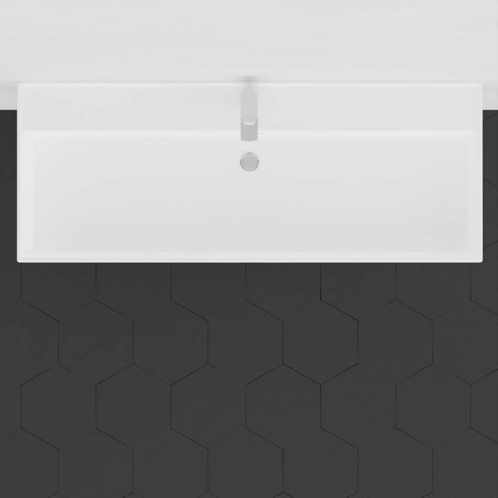 48" Victen Fireclay Wall-Mount Bathroom Sink