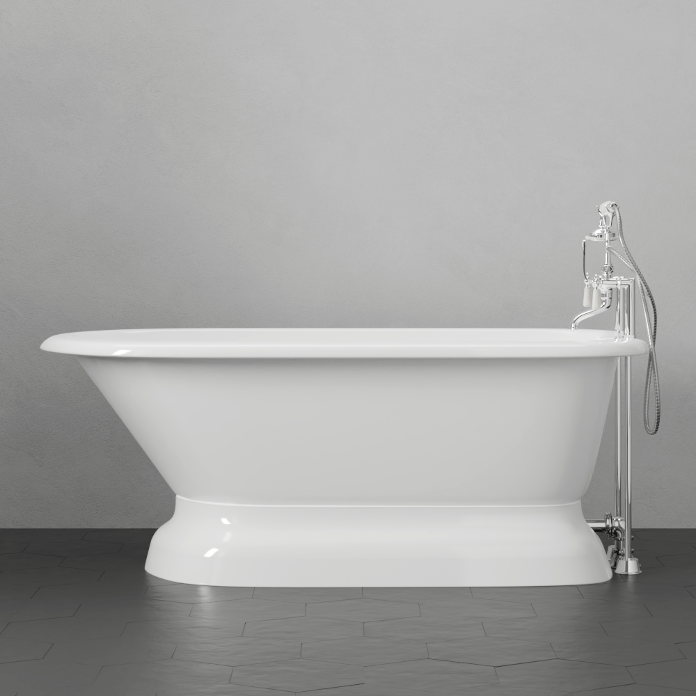 57" Conary Cast Iron Roll-Top Tub with Pedestal