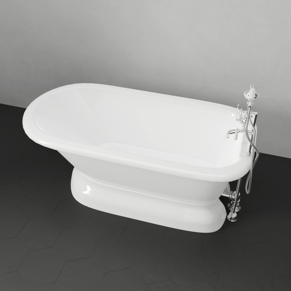 57" Conary Cast Iron Roll-Top Tub with Pedestal