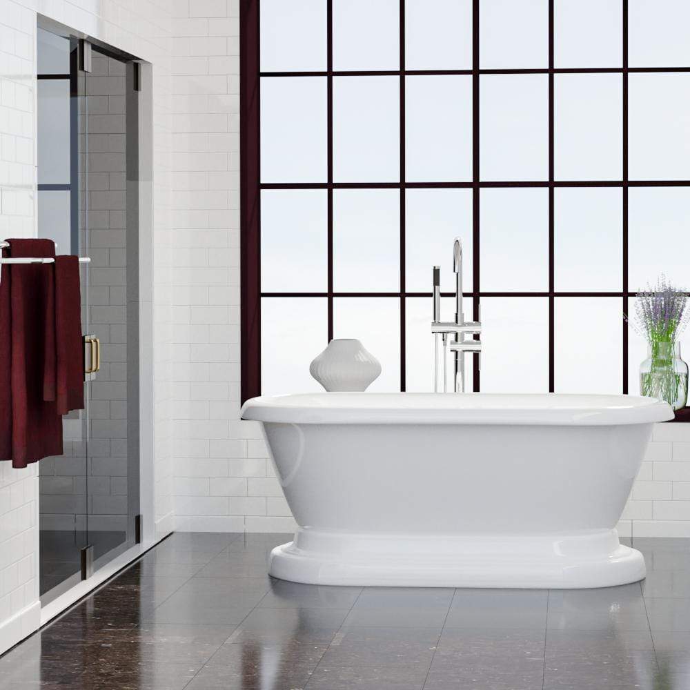 60" Aldine Cast Iron Double-Ended Roll-Top Tub with Pedestal