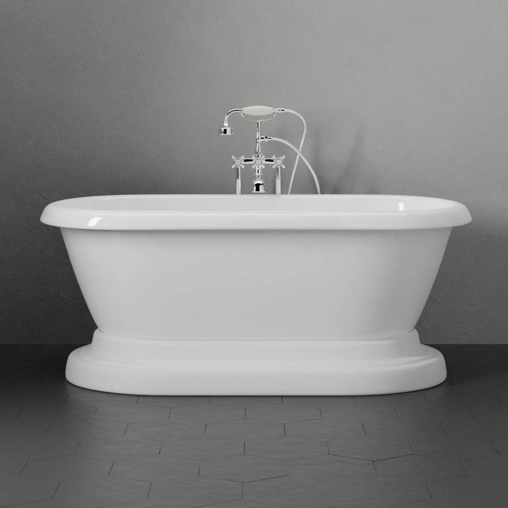 60" Aldine Cast Iron Double-Ended Roll-Top Tub with Pedestal