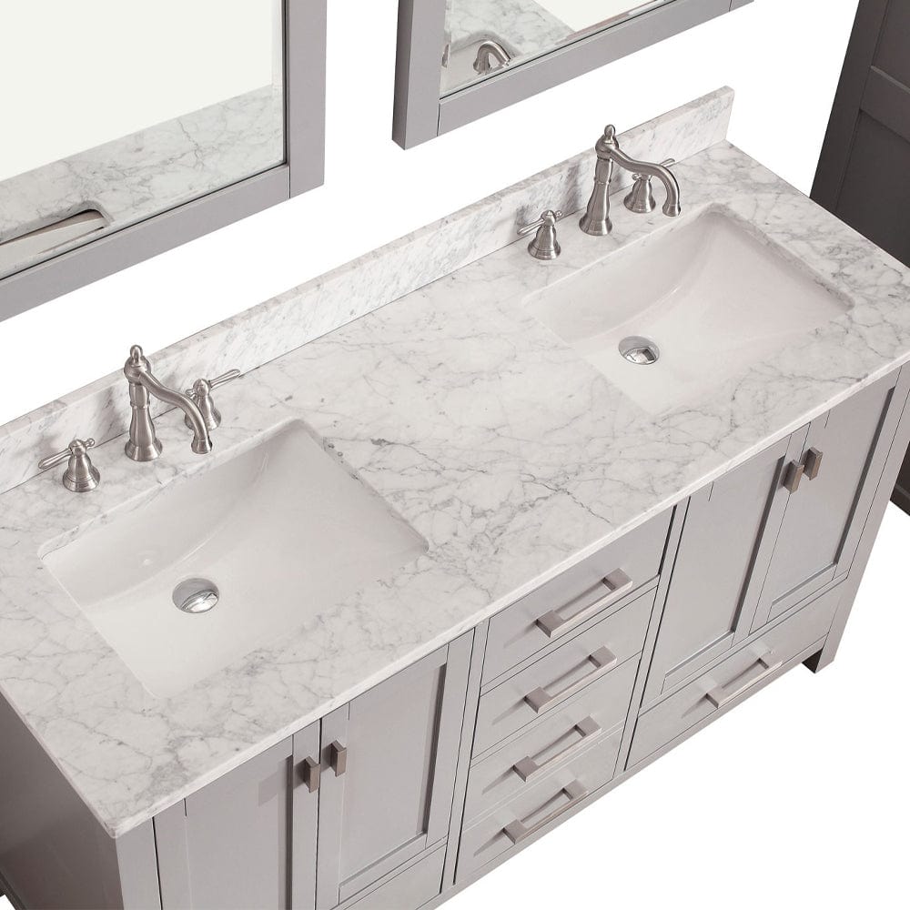 60" Noxon Double Vanity for Rectangular Undermount Sinks - Chilled Gray