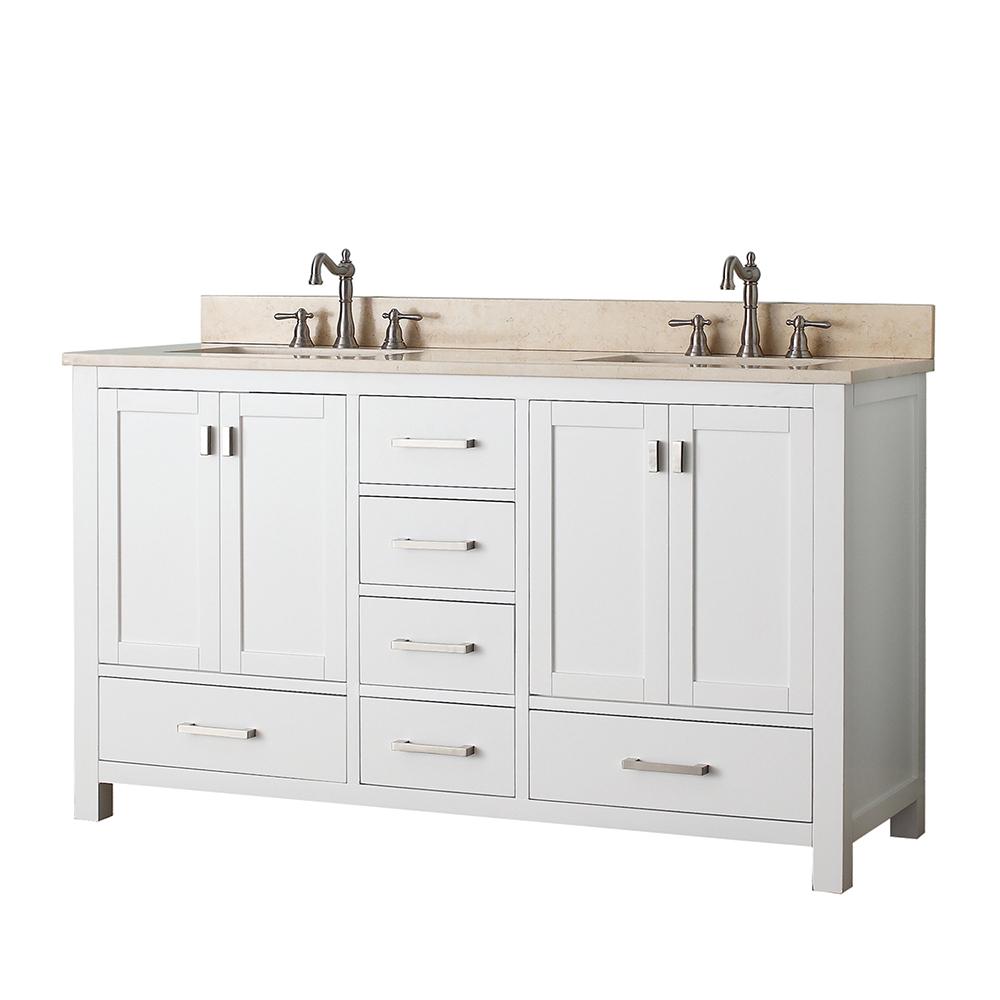 60" Noxon Double Vanity for Rectangular Undermount Sinks - White