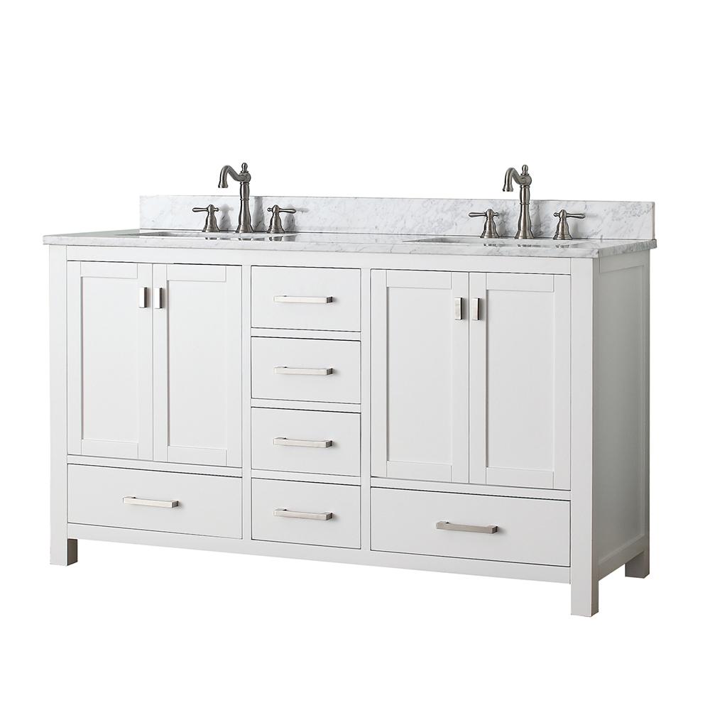 60" Noxon Double Vanity for Rectangular Undermount Sinks - White